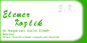 elemer kozlik business card